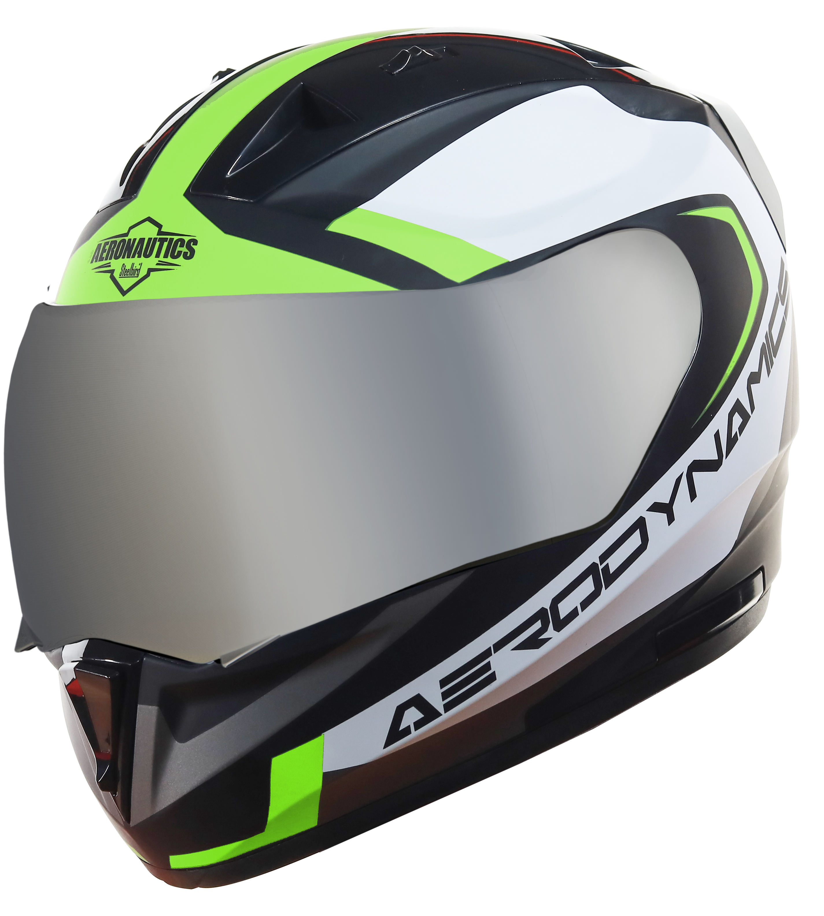 SA-1 Aerodynamics Mat Black With Neon(Fitted With Clear Visor Extra Silver Chrome Visor Free)